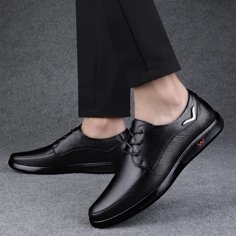 Man Shoes lace up Brogue genuine Leather Shoes Classic Comfortable Oxford Shoes Casual 2023 Men British Style Formal Shoes men