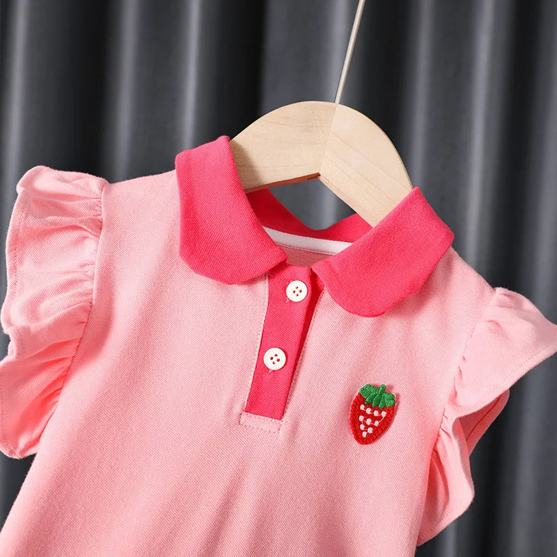 Baby Girls Dress Summer Pink Cute Elegant Princess Dress POLO Style