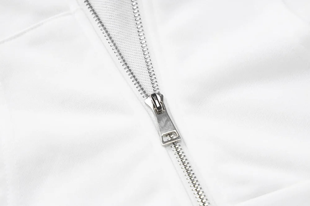 Y2K Aesthetic Vintage Basic Zip Up White Cropped Hoodies 2000s