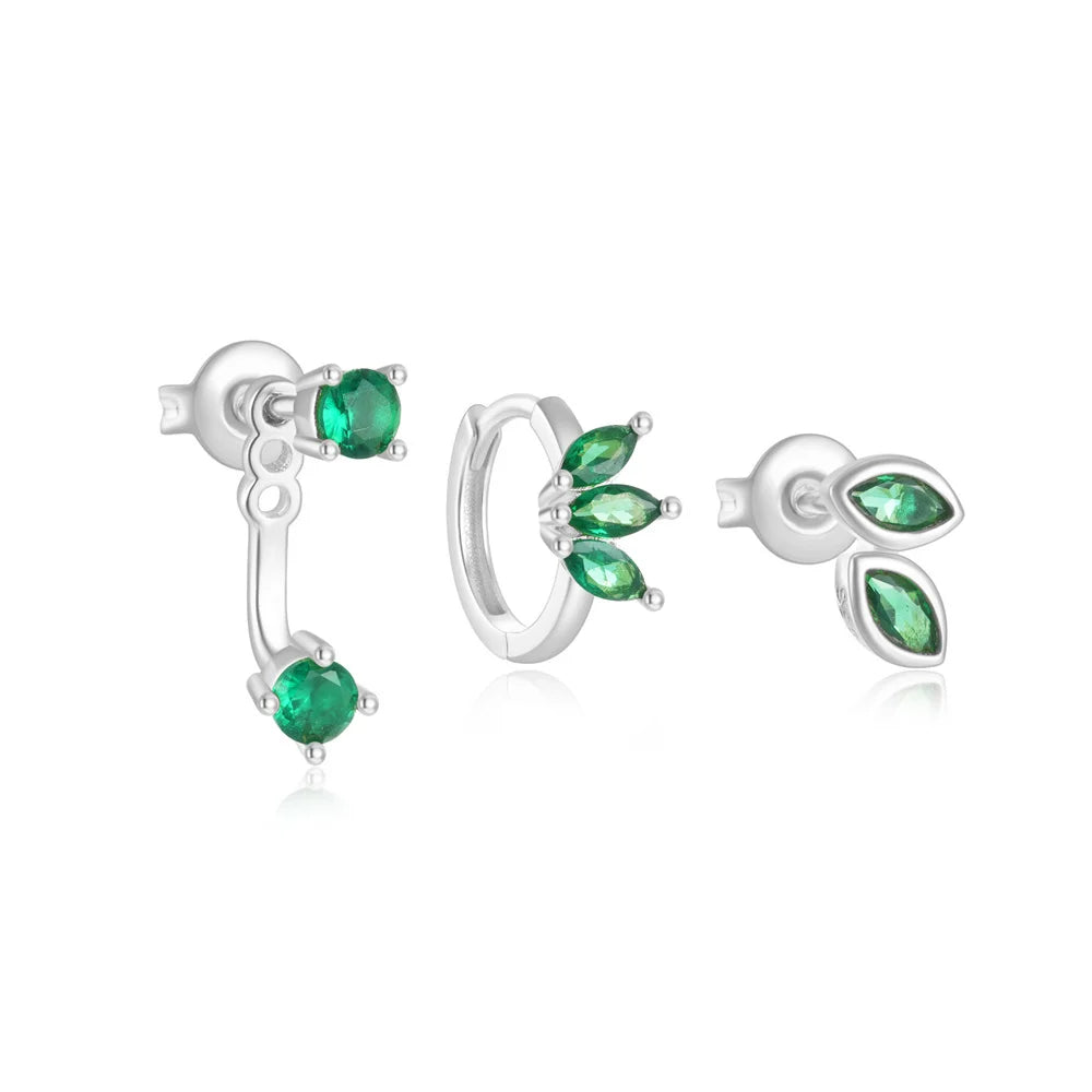 CANNER Set Double Layer Smooth Classic Hoop Earrings For Women 925 Sterling Silver Ins Flower Color Zircon Earrings Fine Jewelry