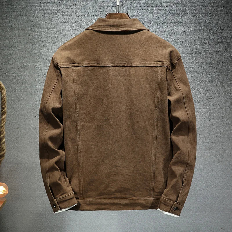 Men's brown denim jacket Spring and Autumn Fashion Clothing