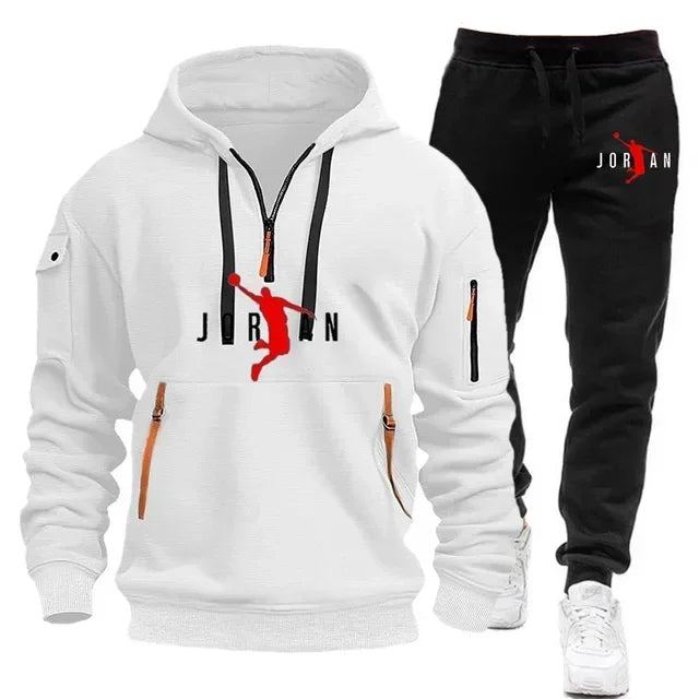 2025 New Autumn and winter new trend men's blazer + Tracksuit pants Fashion casual jogging print sportswear outdoor sportswear