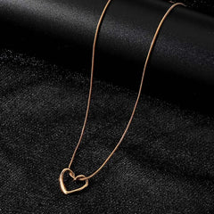 Hollow Love Heart Pendant Necklace for Women Fashion Creative Geometric