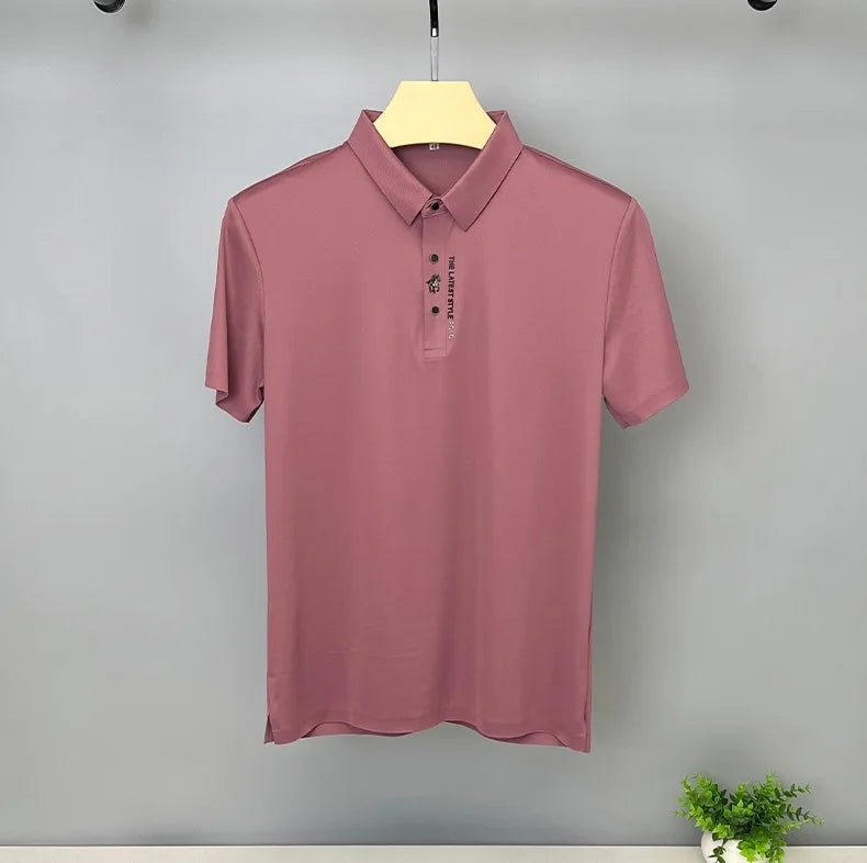 Brand high-end ice silk short sleeved men's POLO shirt 2024summer fashionable embroidery design top breathable and cool T-shirt
