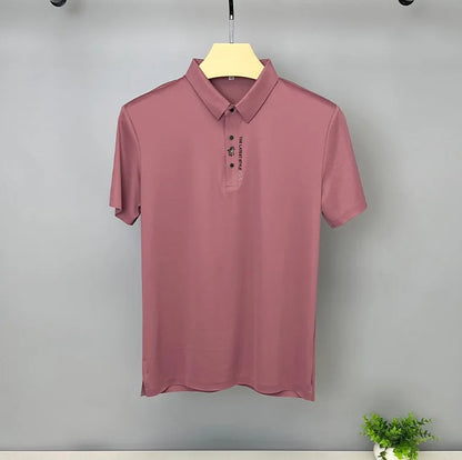 Brand high-end ice silk short sleeved men's POLO shirt 2024summer fashionable embroidery design top breathable and cool T-shirt