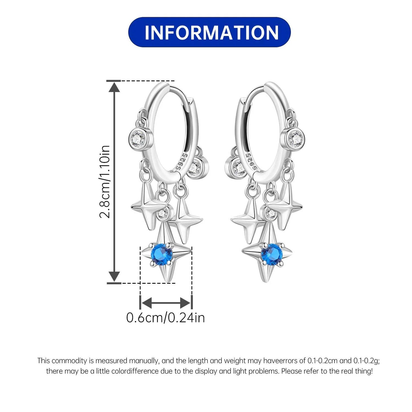 PANPOKI 925 Sterling Silver Multi Layer Starry Tassel Drop Earrings Women Earrings Charm Trend Versatile Party Jewelry Gifts