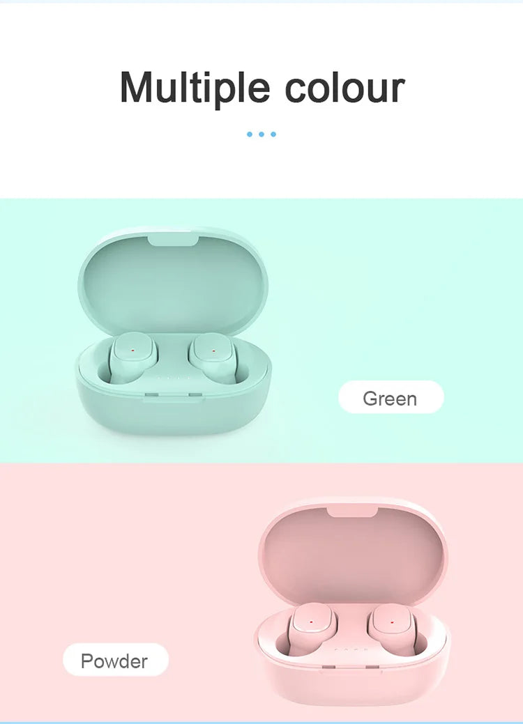 A6S, TWS Wireless Bluetooth Headphone, Stereo Headset, Sports Earbuds, Microphone with Charging Box, Smartphone