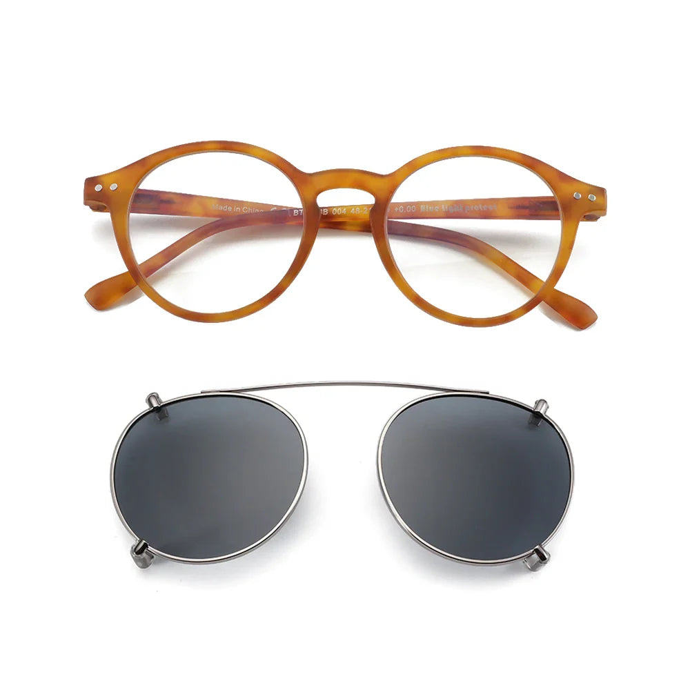 ZENOTTIC Steampunk Style Glasses (Anti Blue Light Blocking Eyewear) + Clip Lenses（Polarized Sunglasses Clips）for Women Men