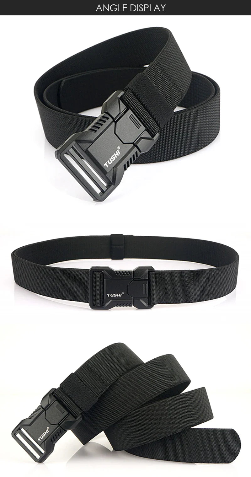 VATLTY New Tactical Outdoor Belt for Men and Women Aluminum Alloy Buckle Quick Release Elastic Belt Casual Belt Jeans Waistband