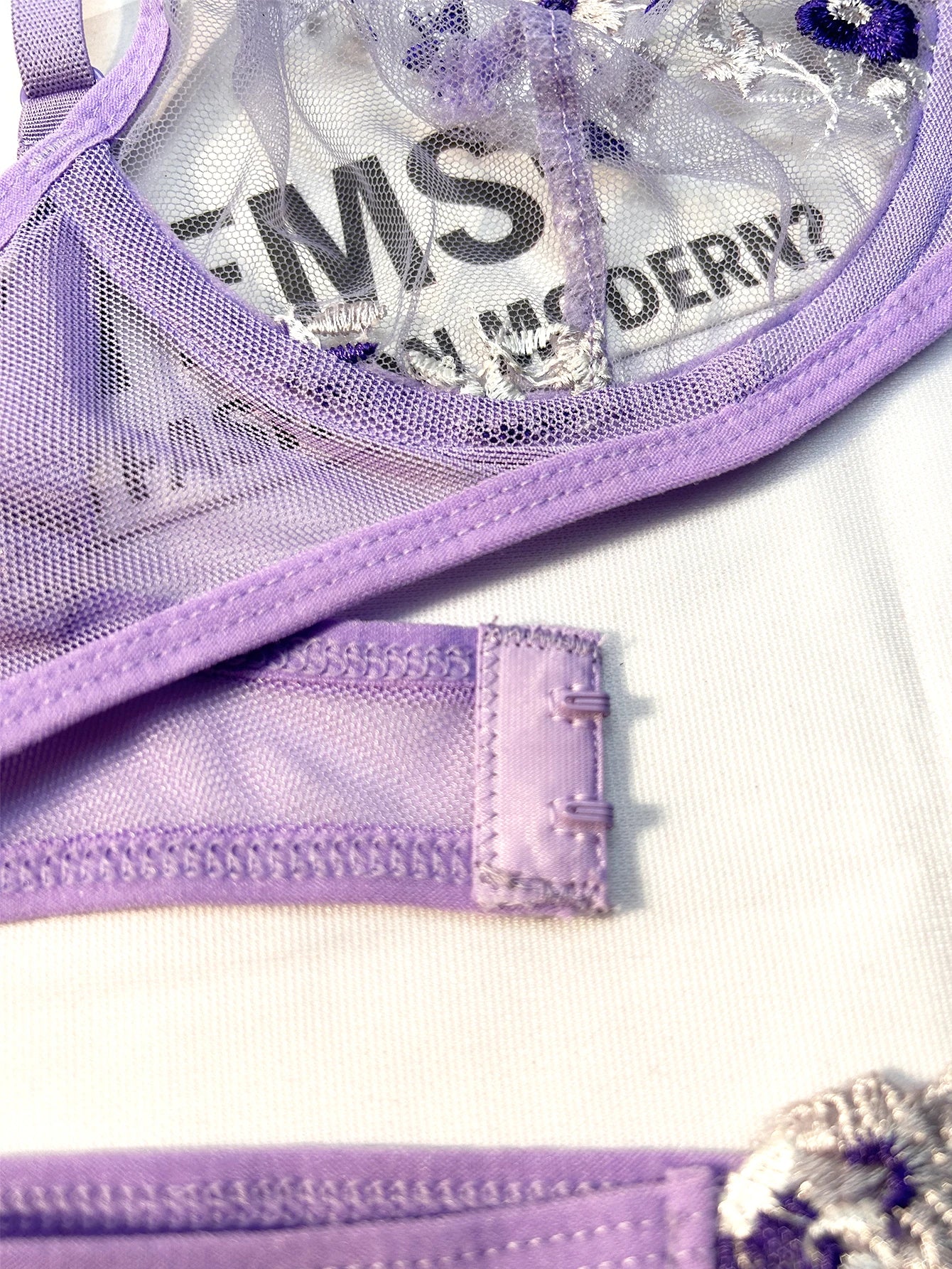 Purple Lingerie Woman Lace Transparent Underwear Fairy Embroidery Brief Sets
