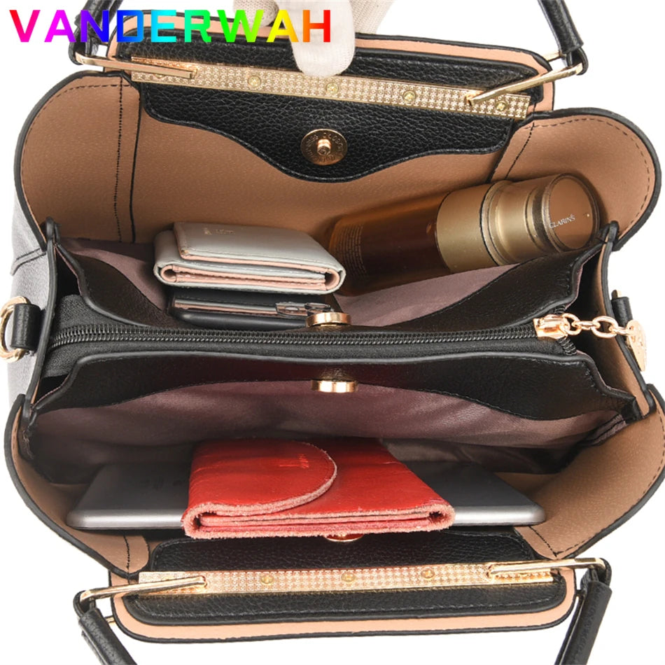 Soft Leather Handbags Women Bags Designer 3 Layers Shoulder Crossbody