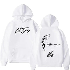 Male and female rapper Lil Tjay graphic hooded Destined 2 Win music album sweatshirt