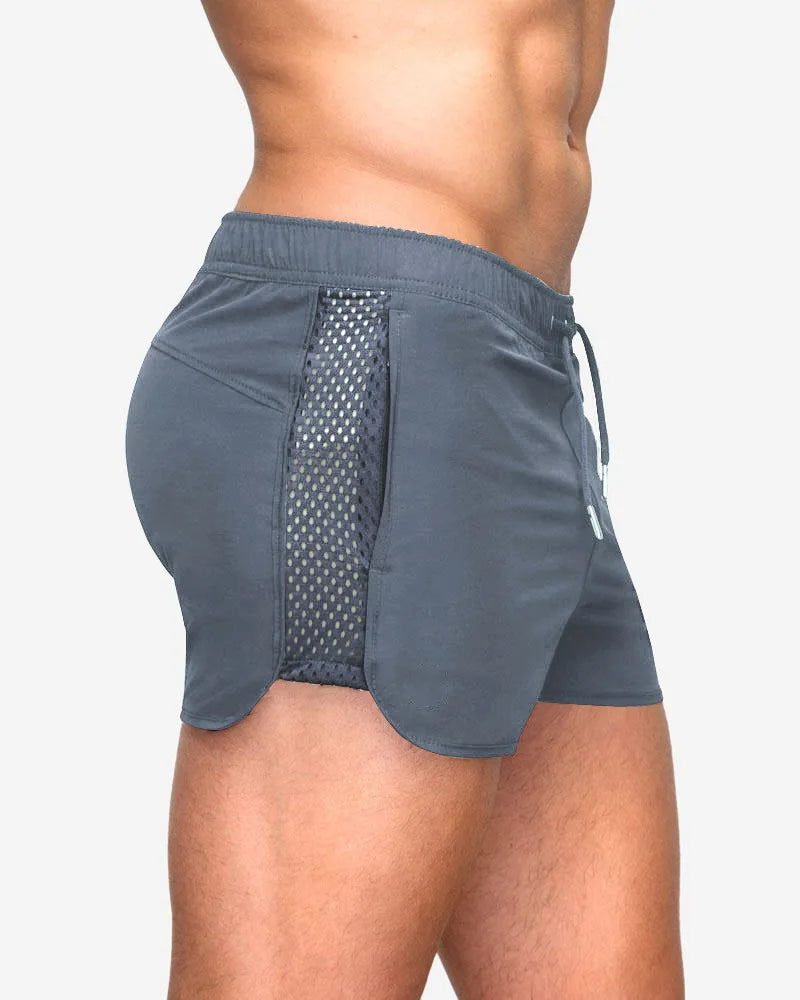 Mens Beach Board Shorts Marathon Pants Elasticity Mesh Breathable Quick Dry Fitness Surfing Sportswear Comfy Loose Home Aro Pant