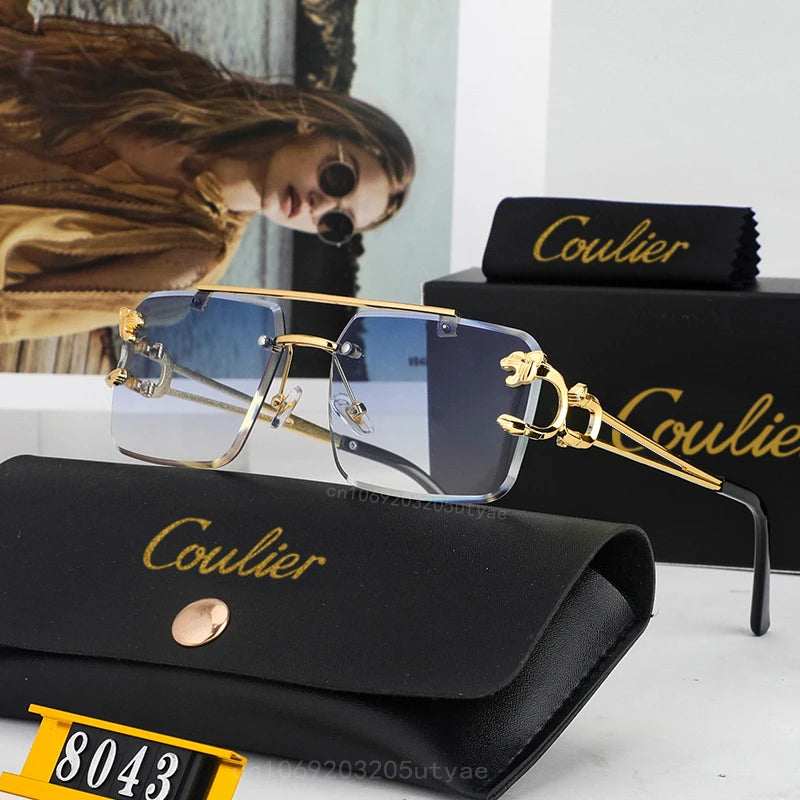 Sunglasses Leopard Head Gothic Sunglasses Retro Luxury Brand Metal Men Eyewear