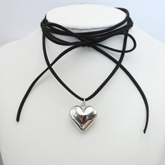 Diy Jewelry Goth Black Velvet 25mm Heart Pendant Choker Necklace for Women