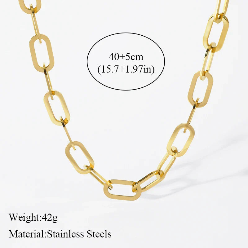 EILIECK 316L Stainless Steel Gold Silver Color Thick Chain Necklace For Women Fashion Cuban Neck Chain Waterproof Jewelry Gift