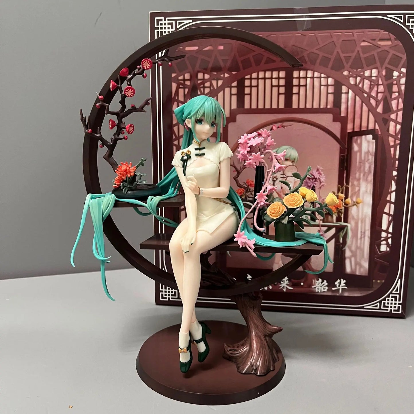25cm Hatsune Miku In Cheongsam 1/7 Beautiful Girl Figure Model Statue Boys Collection Desktop Decoration Ornament Toys Gifts