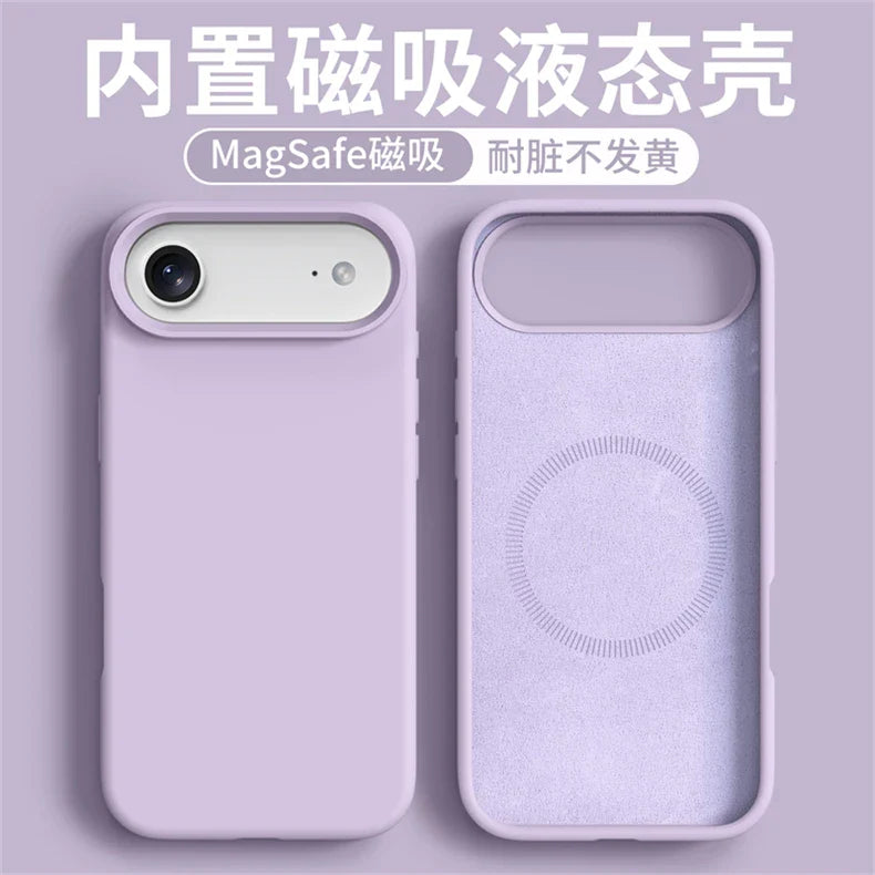 Magnetic Case For iPhone 17 Pro Max 17 Ari MagSafe Liquid Silicone Comfortable Feel Built in Flocking Protect Cover