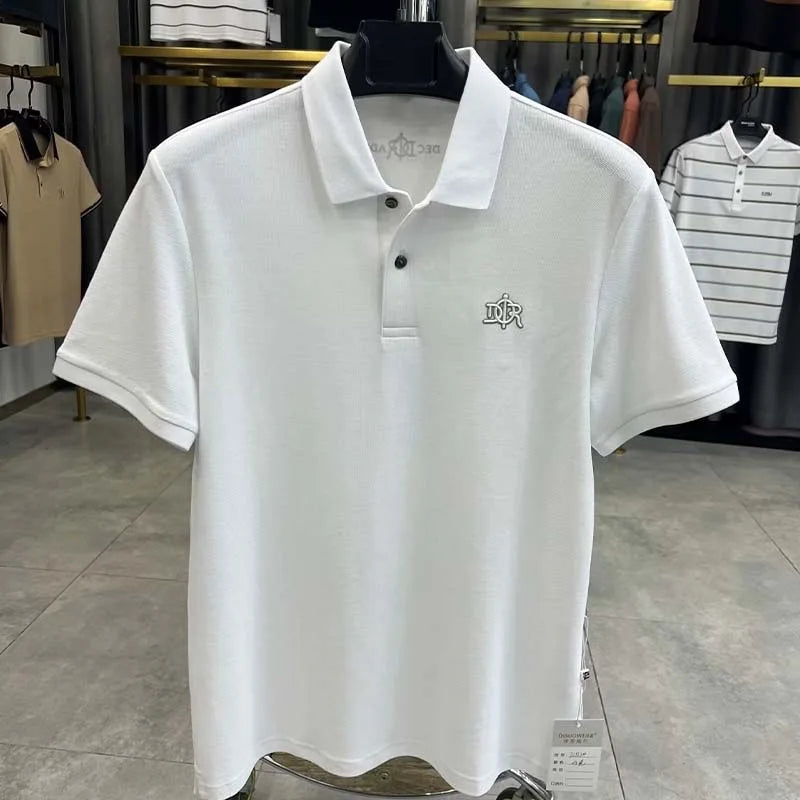 100% pure cotton high-end fashionable short sleeve summer new high-quality men's business casual polo shirt luxury brand T-shirt