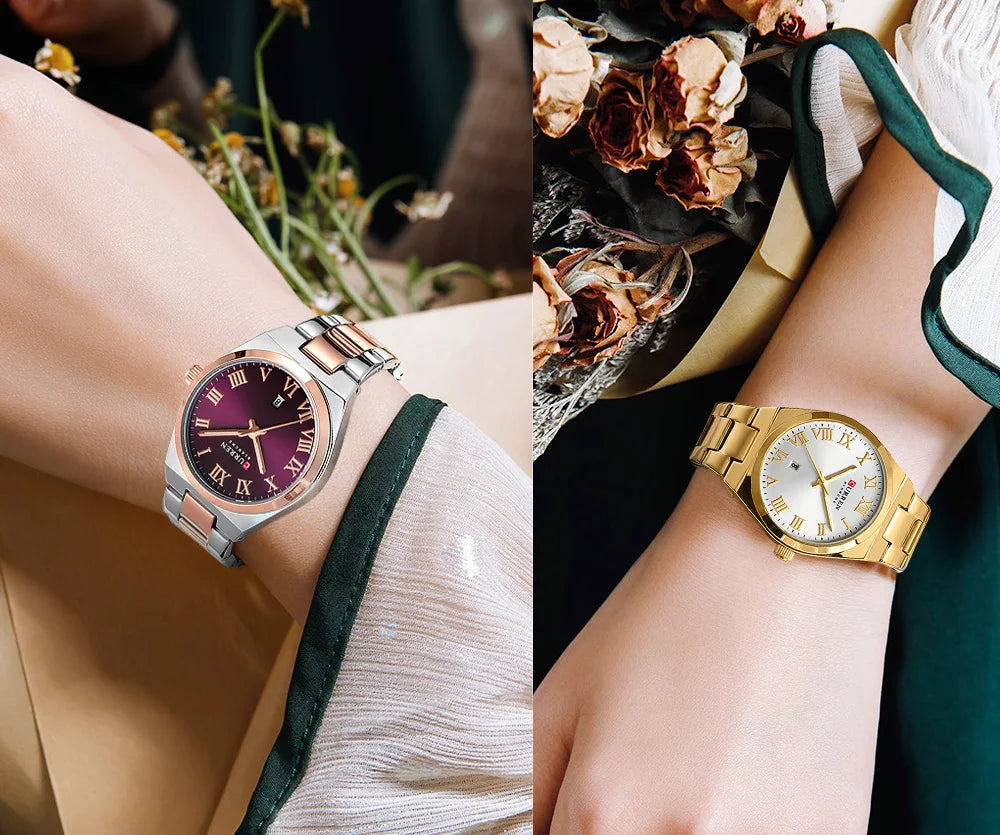 CURREN Luxury Women Watches Fashion Casual FemaleLadies Stainless Steel Quartz Wristwatches Life Waterproof Girlfriend Gift