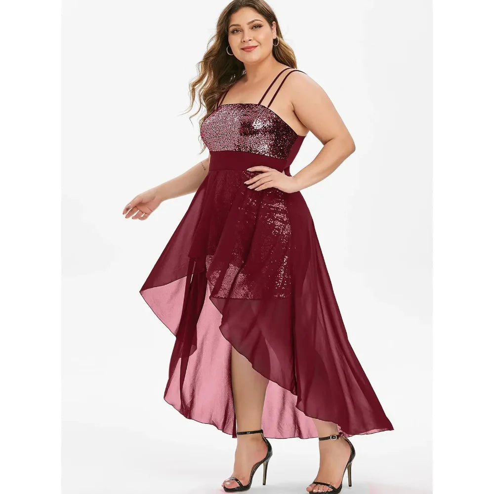 Formal attire Dresses: Plus Size Women Clothing Sequin High Split Corset Dresses
