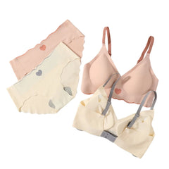 Seamless Bra Set Women Wireless Bras Lingerie Set Deep V Tops Soft
