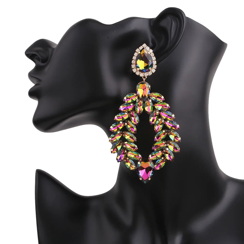 New Crystal Dangle Earrings For Women Rhinestone Earrings Weddings Ladies Party Fashion Jewelry Accessories Wholesale Gifts