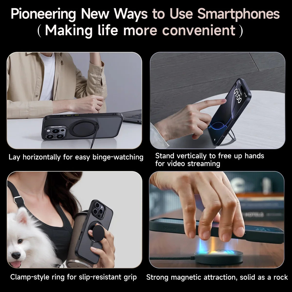 Stand Phone Case For iPhone 16 Pro Max MagSafe Magnetic Case With 360° Rotating Ring Bracket Anti-Drop Protection Cover