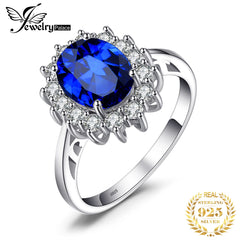 Princess Diana Created Blue Sapphire 925 Sterling Silver Engagement Ring