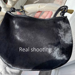 Women's Bags Genuine Horsehide Shoulder Bag Cows Pattern Detachable