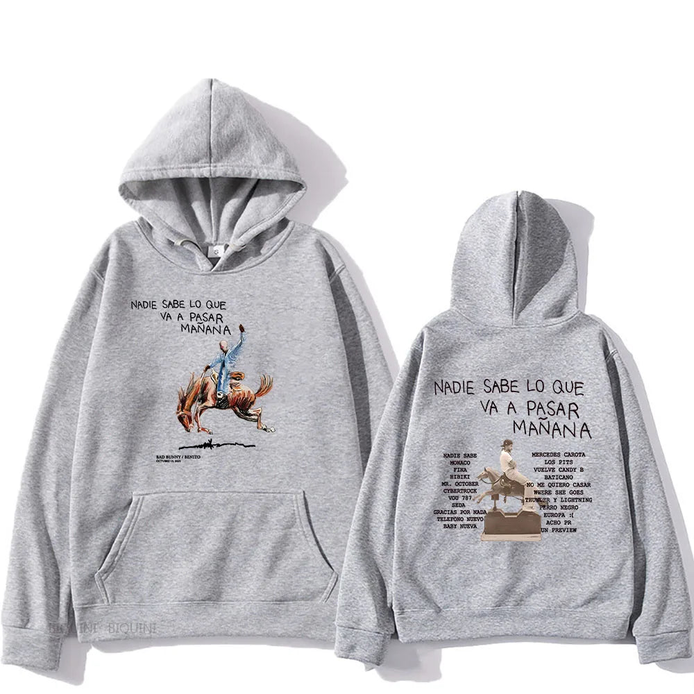 Bad Bunny RIP Hoodies Album Nadie Sabe Lo Que Va Pasar Manana Sweatshirts