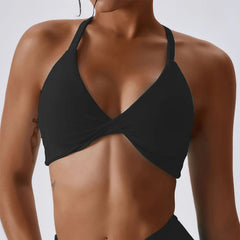 Bras Solid Halter Neck High Elastic With Removable Padded Gym Crisscross