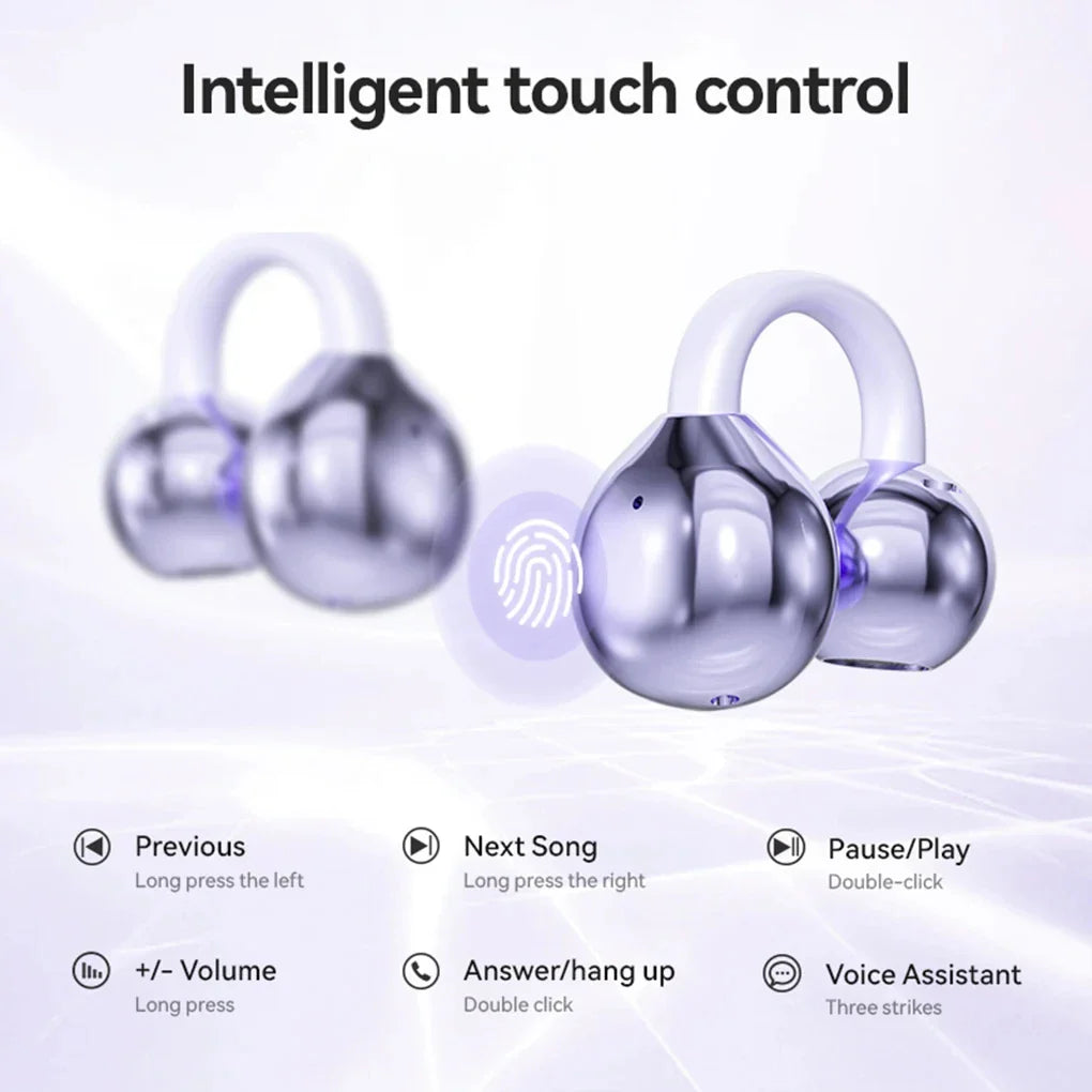 M79 Wireless Hifi Bluetooth 5.4 Earbuds Clip on Ear with Digital Display Waterproof Sport Headsets with Mic