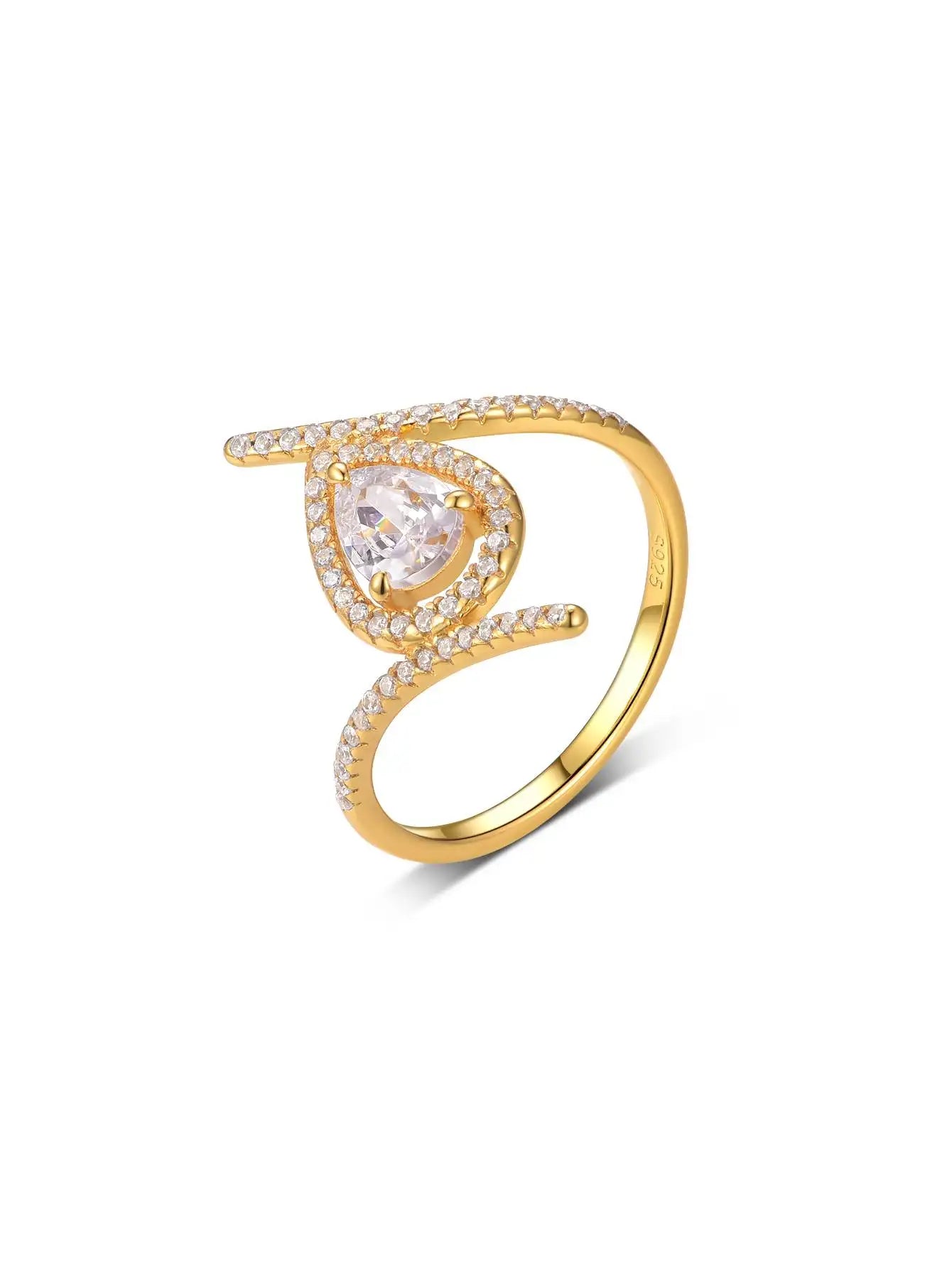 S925 Silver 0.8CT Water Drop Moissanite Ring Fine Jewelry Gold Plated 18k Suitable for Gift Giving Anniversary Birthday Gift