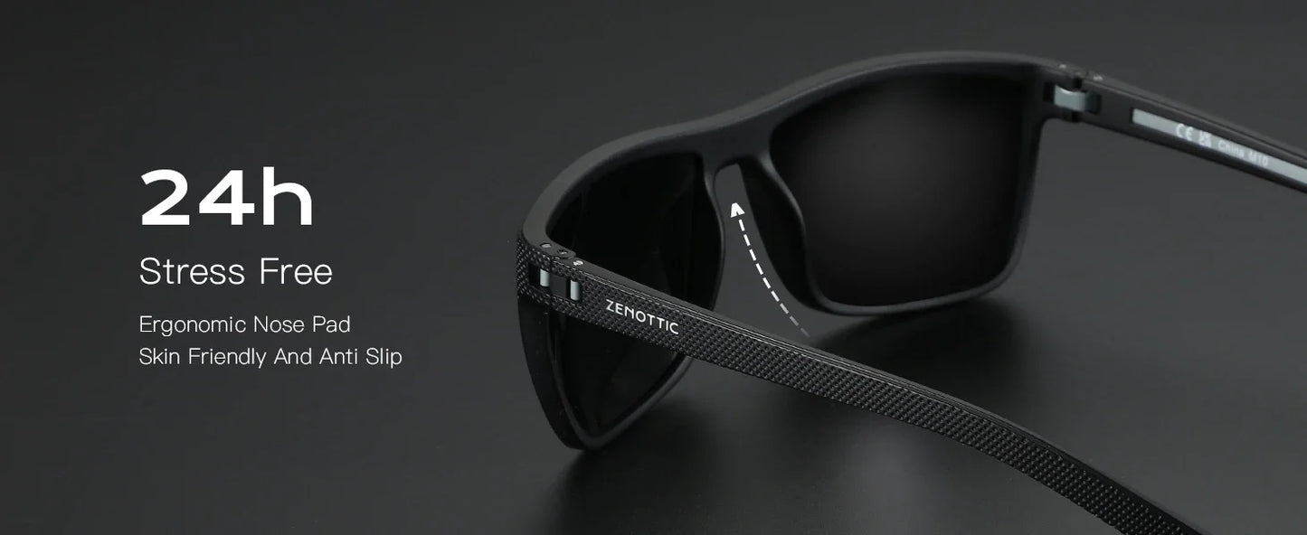 ZENOTTIC Polarized Sunglasses for Men Lightweight TR90 Frame UV400 Protection Square Sun Glasses