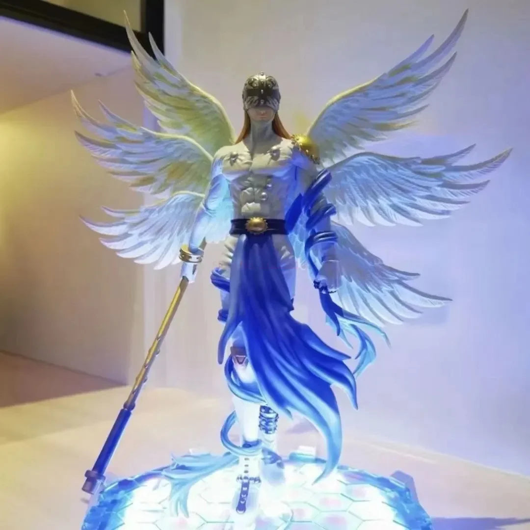 28cm Anime Digimon Adventure Figures Angewomon Angemon LED Action Figurines PVC Statue Model Collection Doll Toys Children Gift