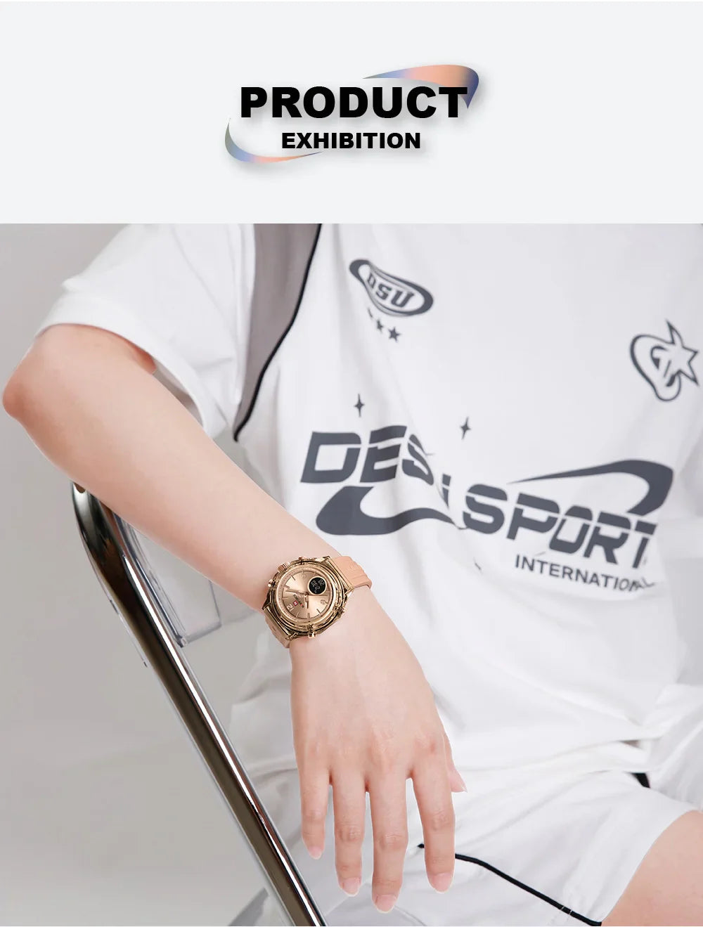 NAVIFORCE Luxury Women's Watch Gold Outdoor Sports Waterproof Watches Dual Time Display Quartz Wristwatches Rubber Digital Clock