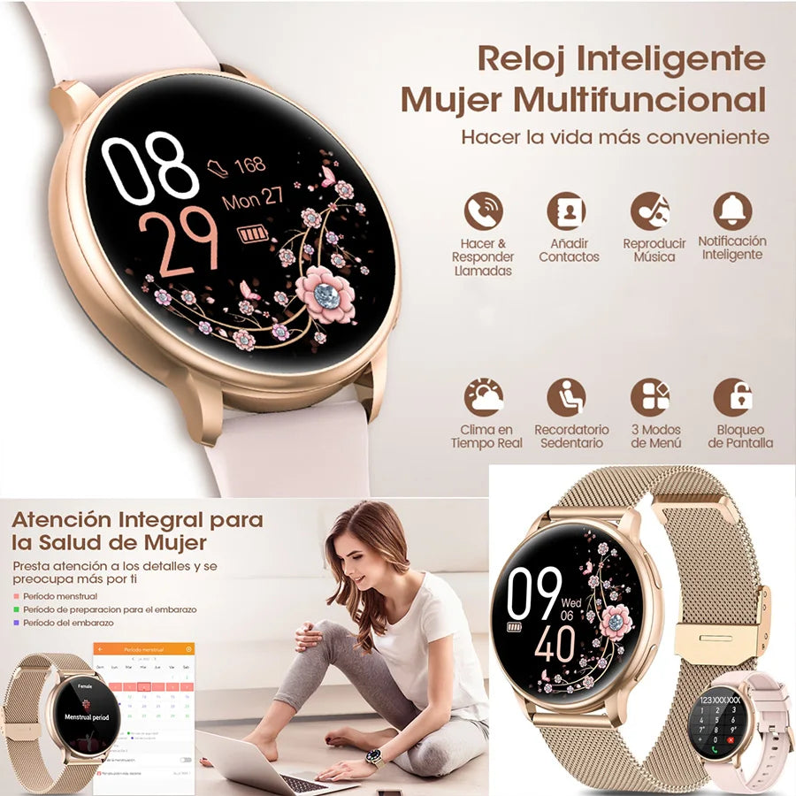 Smart Watch for Women, 1.20" Fitness Watch with HR/BP/SpO2 Monitor, Female Cycle Tracking, IP67 Waterproof, for Android & iPhone
