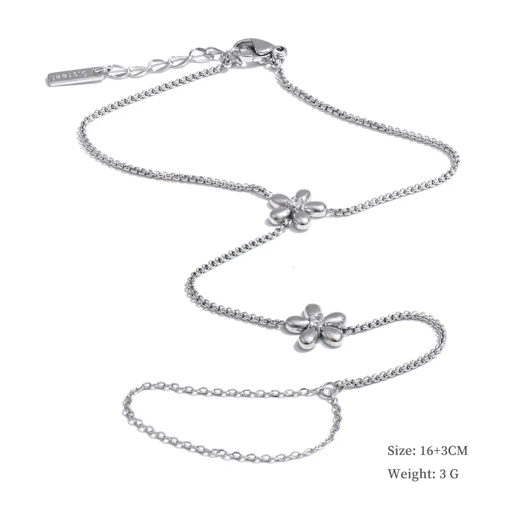 Yhpup Hot Style Zirconia Round Back of Hand Chain Finger Bracelet Bangle Stainless Steel Chic Fashion Jewelry Wholesale 2025 New