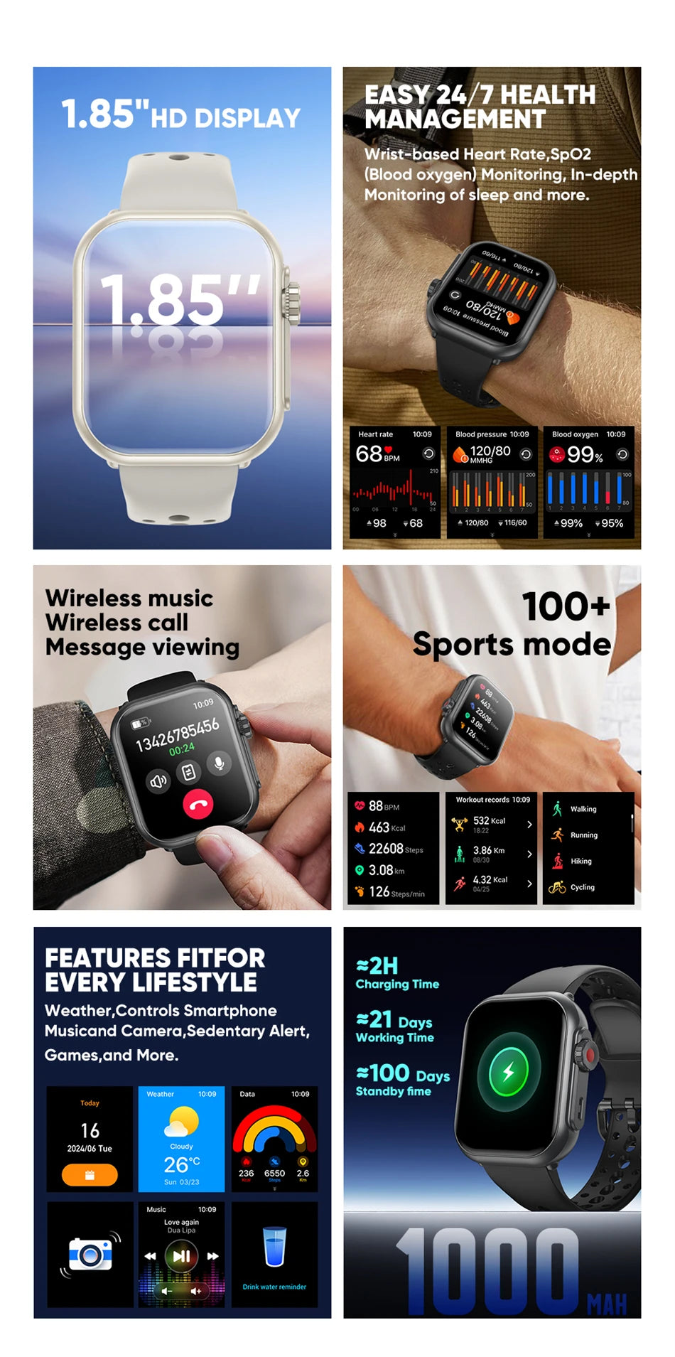 Watch Ultra 2 SE Men Women 1000mAh HD AMOLED GPS Track 100+Sport Heart Rate Bluetooth Call Waterproof Smartwatch For iOS Android