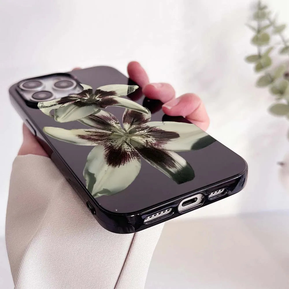 Lily Orchid Flower Print Soft Phone Case For iPhone 16 17 15 14 13 12 11 Pro Max XS X 7 8 16e 16 Plus SE 2022 Shockproof Cover