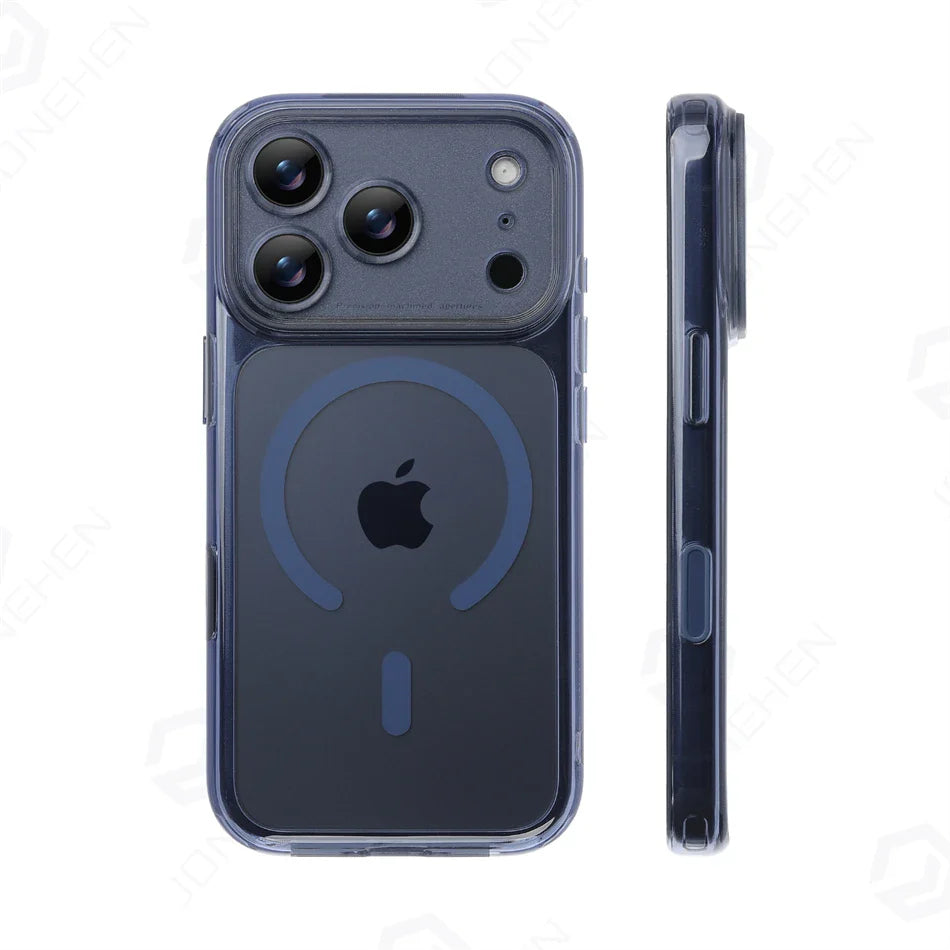 Business Matte Clear Camera Button Magnetic Case For iPhone 17 Pro Max Air 17pro Detachable Lens Shockproof Cover For Magsafe