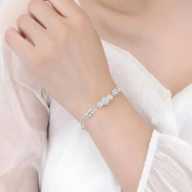 Fine 925 Sterling Silver Lucky Beads Bracelets For Women Luxury Designer Multilayer Adjustable Bracelet Party Wedding Jewelery