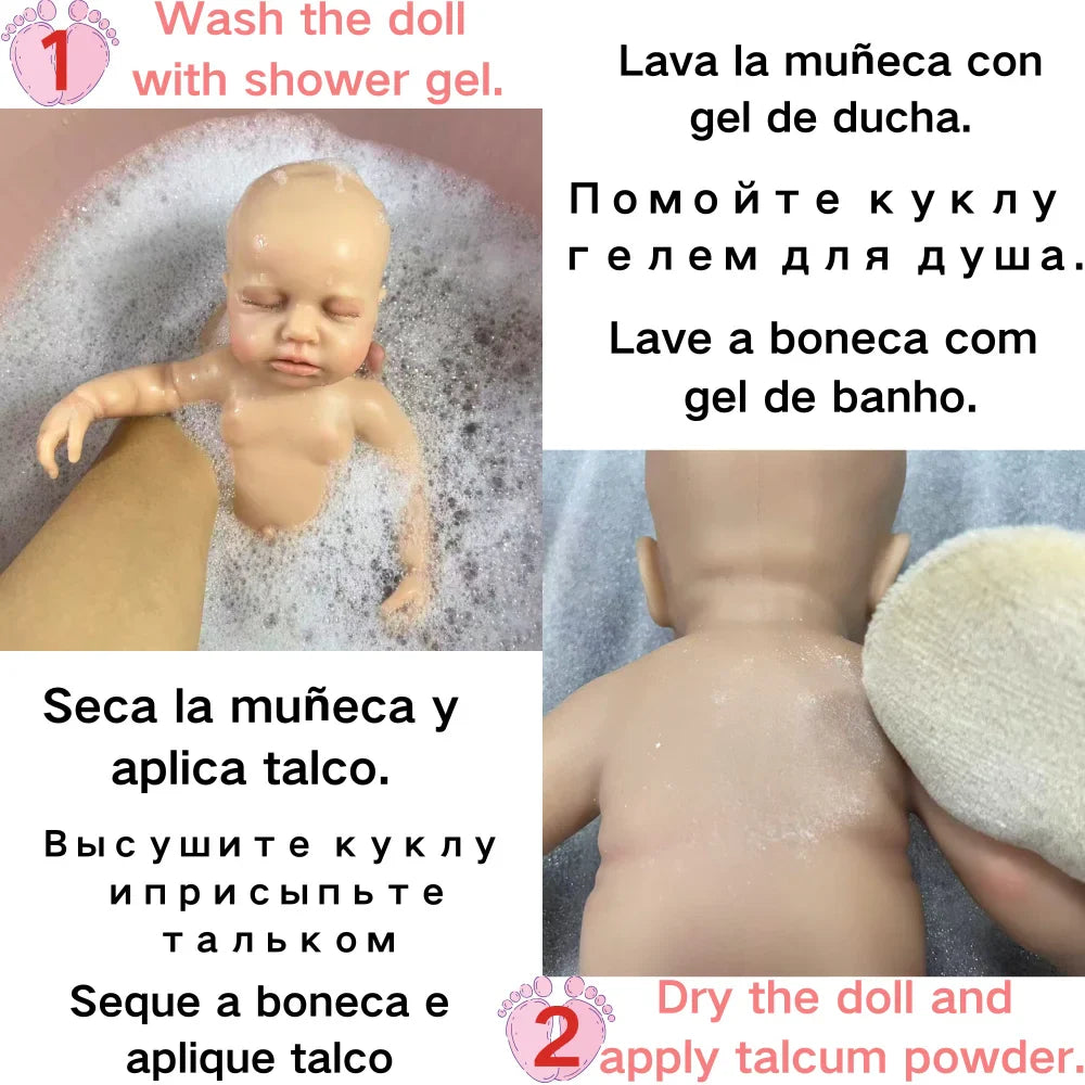 13-Inch Can Open Mouth LouLou Full Solid Silicone Reborn Baby Doll Girl or Boy Washable Stress-relieving Doll Toy Christmas Gift