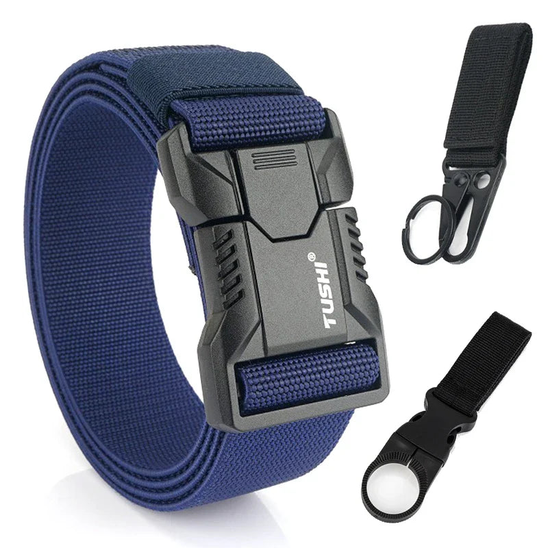 VATLTY New Tactical Outdoor Belt for Men and Women Aluminum Alloy Buckle Quick Release Elastic Belt Casual Belt Jeans Waistband