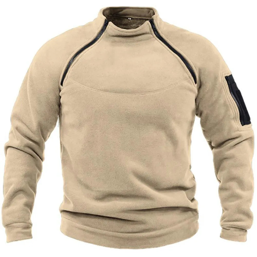 US Men's Tactical Outdoor Jacket Hunting Clothes Warm Zippers Fleece Pullover Man