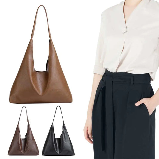 PU Soft Leather Tote Bag Large Capacity Women Vegan Leather Slouch Bag