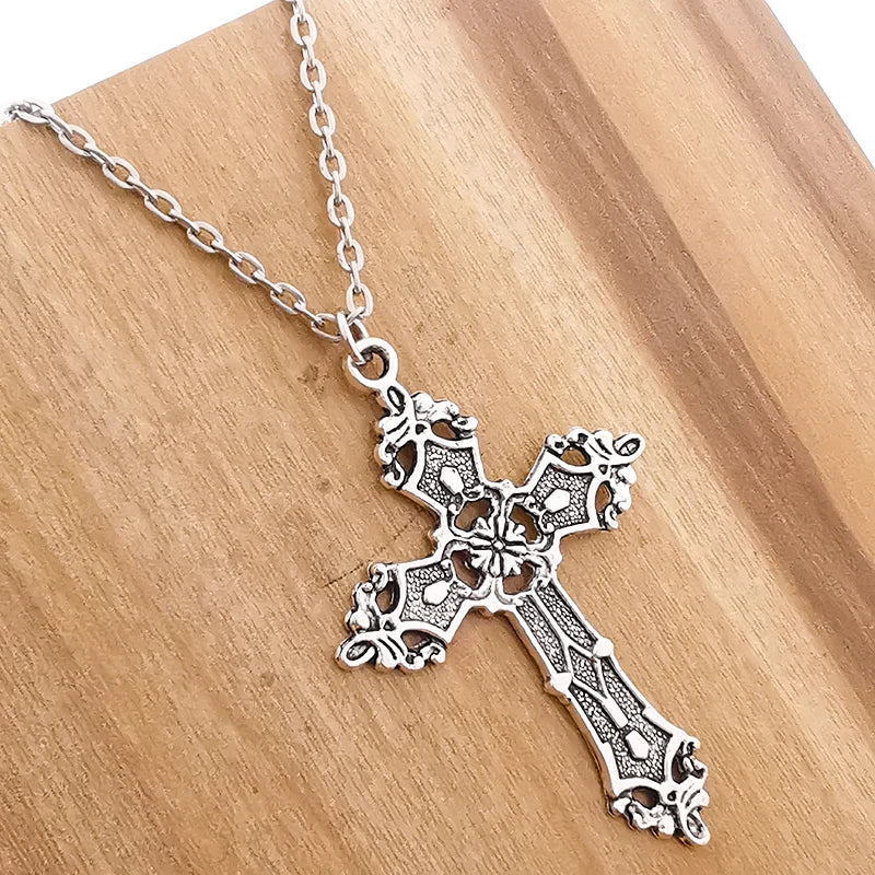 Vintage Crosses Pendant Necklace Goth Jewelry Accessories Gothic Grunge Chain