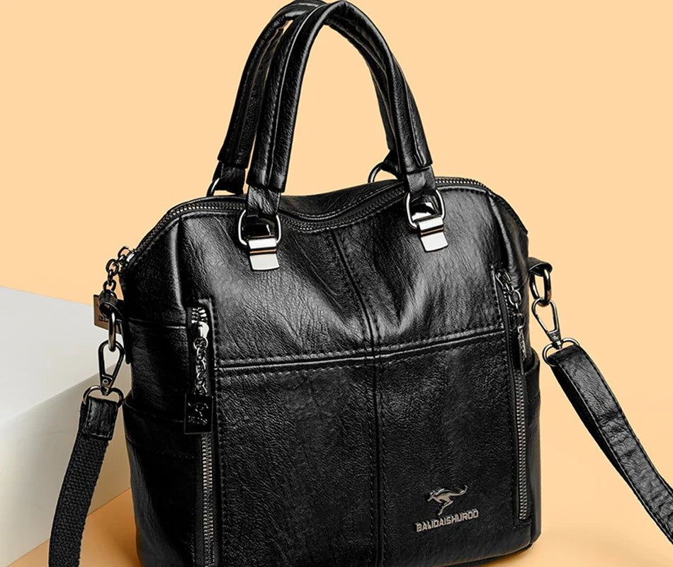 Hot Sale High Quality Leather Backpack Women Shoulder Bags Multifunction Travel Backpack School Bags for Girls Bagpack Mochila