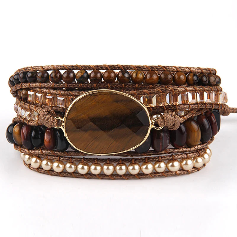 RH Fashion Handma Bohemian Jewelry Accessory Mixed Natural Stones Charm 5 Strands Wrap Bracelets Gift DropShipping